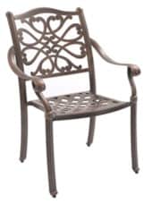 כיסא יציקת אלומיניום דגם אורלנדו בצבע נחושת עם כרית אפור בהיר