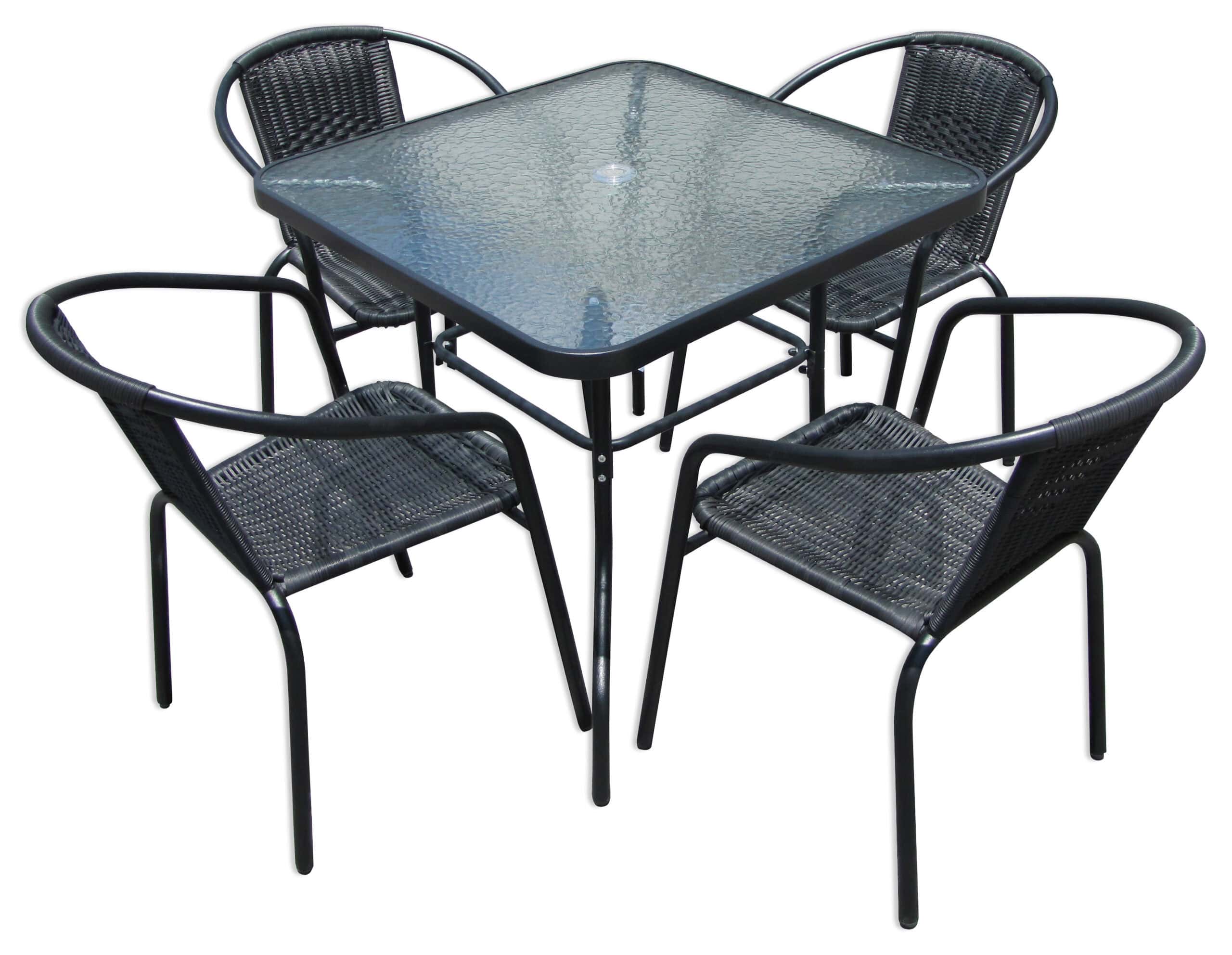 פינת קפה מרובעת "סנט לואיס" שחורה עם 4 כיסאות