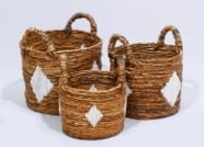 סט 3 סלסלות קש בעבודת יד מעוצבות