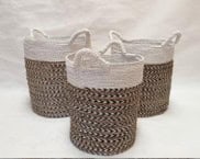 סט סלסלות קש מעוצבות משולבות סיבים טבעיים