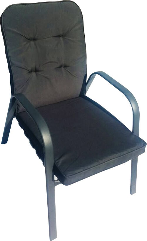 כיסא גן דגם זנזיבר בצבע אפור עם ריפוד עבה ומסגרת אלומיניום מודרנית