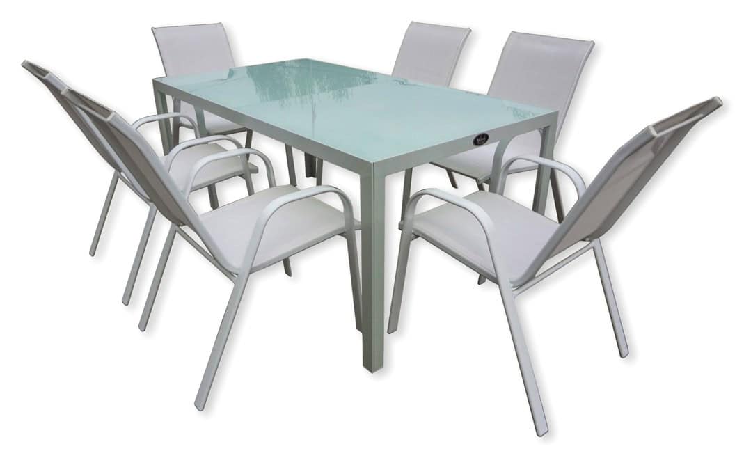 שולחן אוכל אלומיניום לבן דגם "הלסינקי"