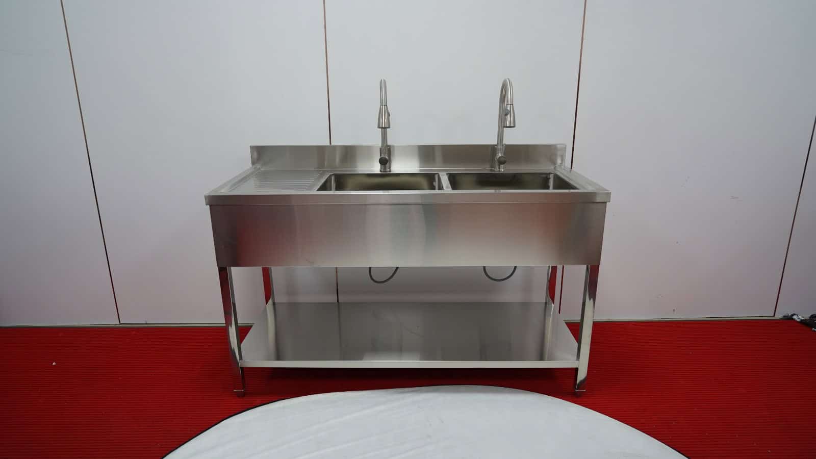 שולחן עבודה נירוסטה משולב 2 כיורים דגם STD1560