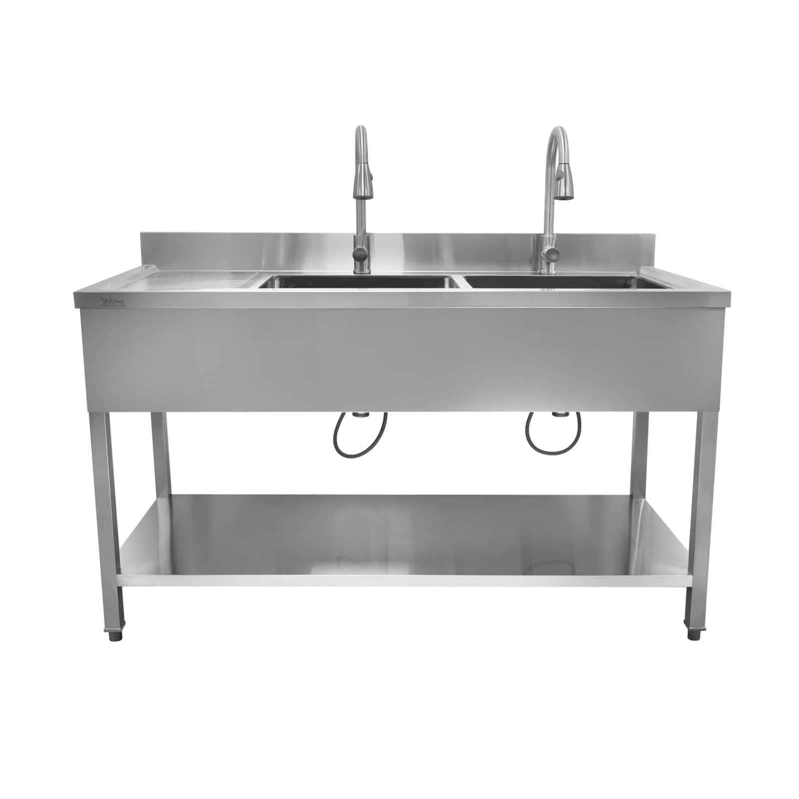 שולחן עבודה נירוסטה משולב 2 כיורים דגם STD1560