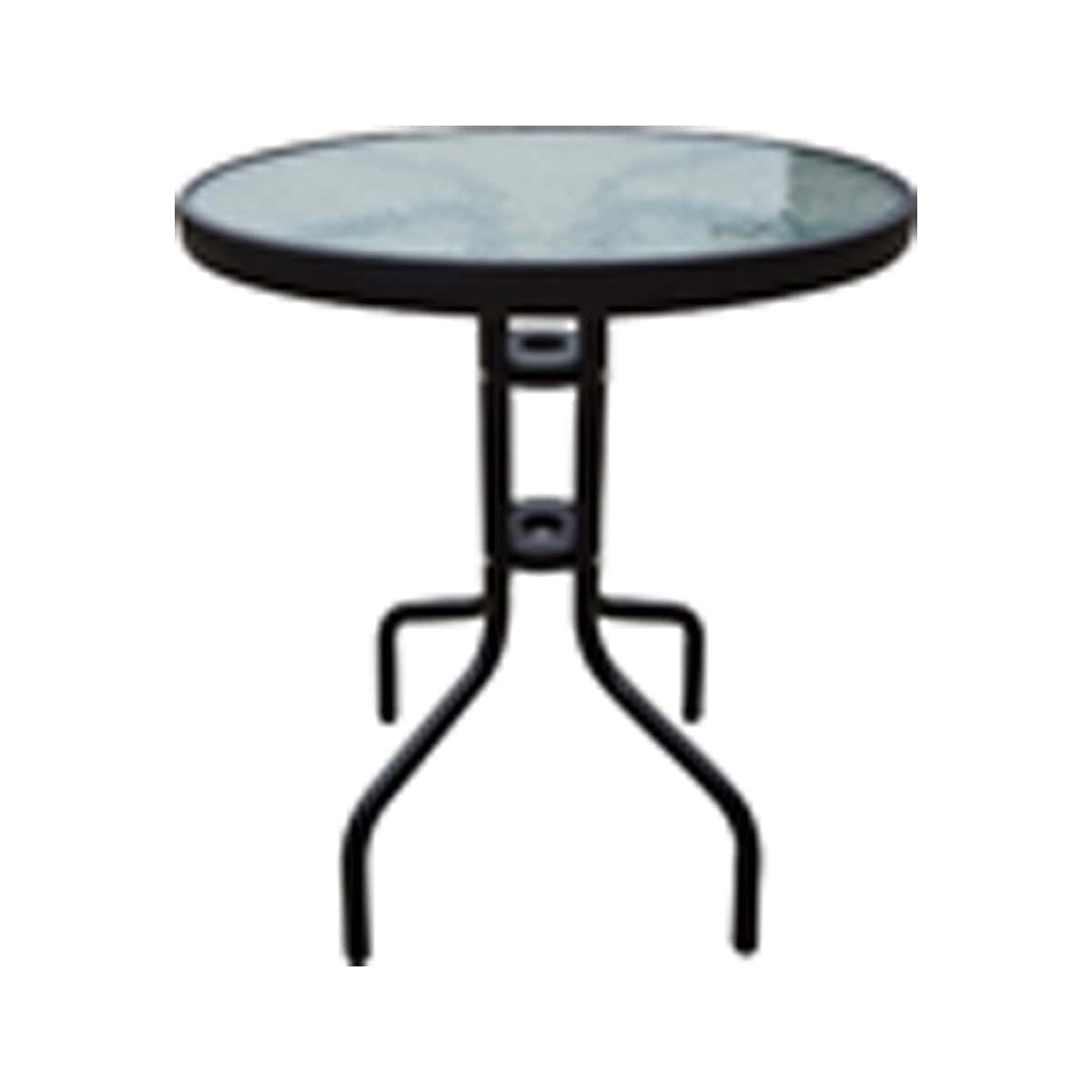 שולחן מתכת עם זכוכית 80 ס"מ. צבע שחור (סנט לואיס)