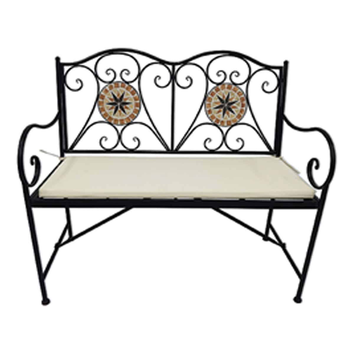 ספסל ברזל משולב פסיפס וכרית ישיבה(מרוקו)