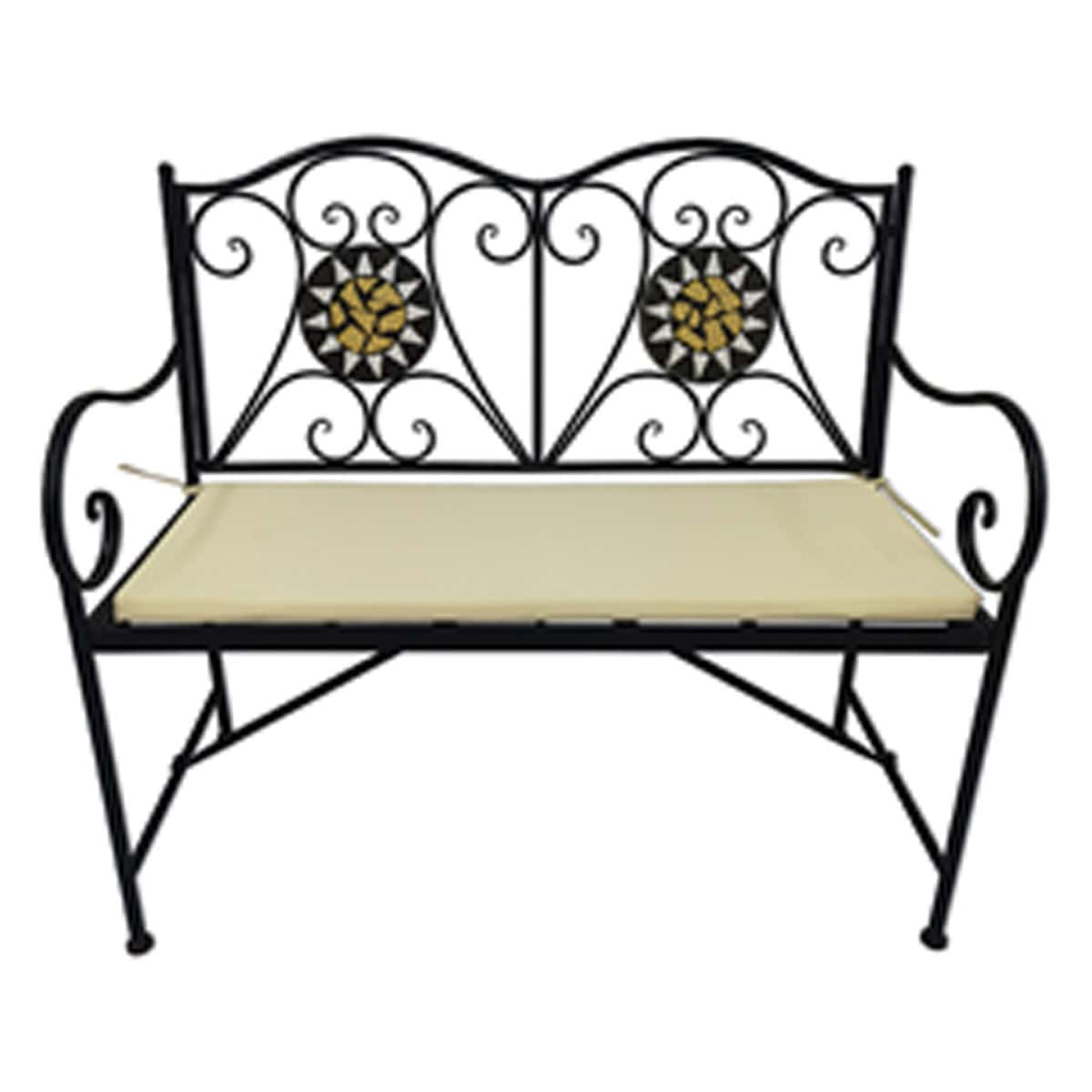 ספסל ברזל משולב פסיפס וכרית ישיבה (גרנדה)