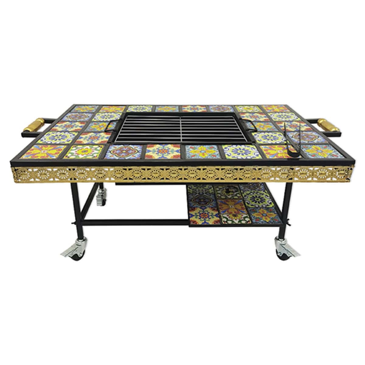 מחמם/מנגל שולחני משולב ברזל ופסיפס