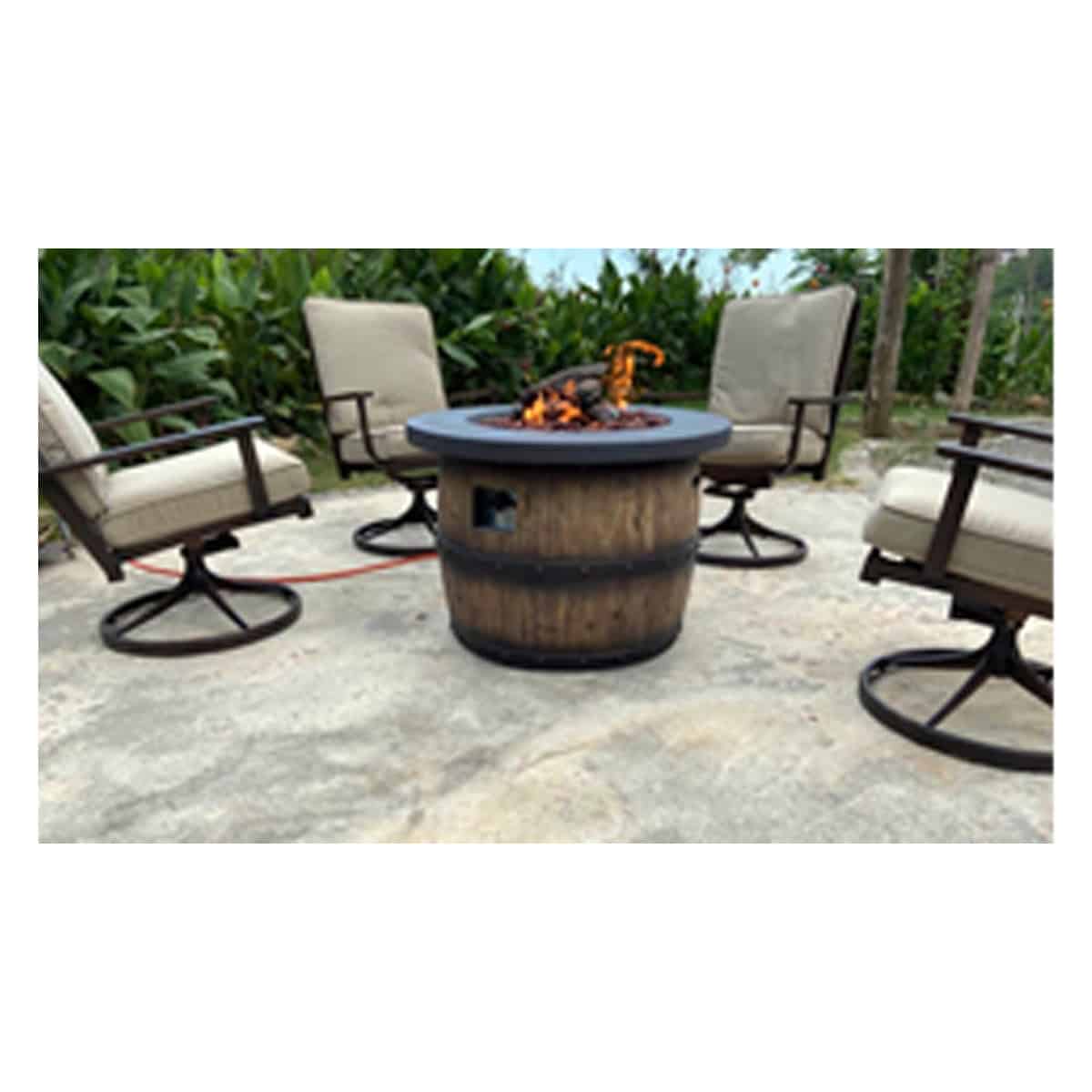 שולחן אש גז דמוי חבית עץ כולל אבני לבה(בארל)