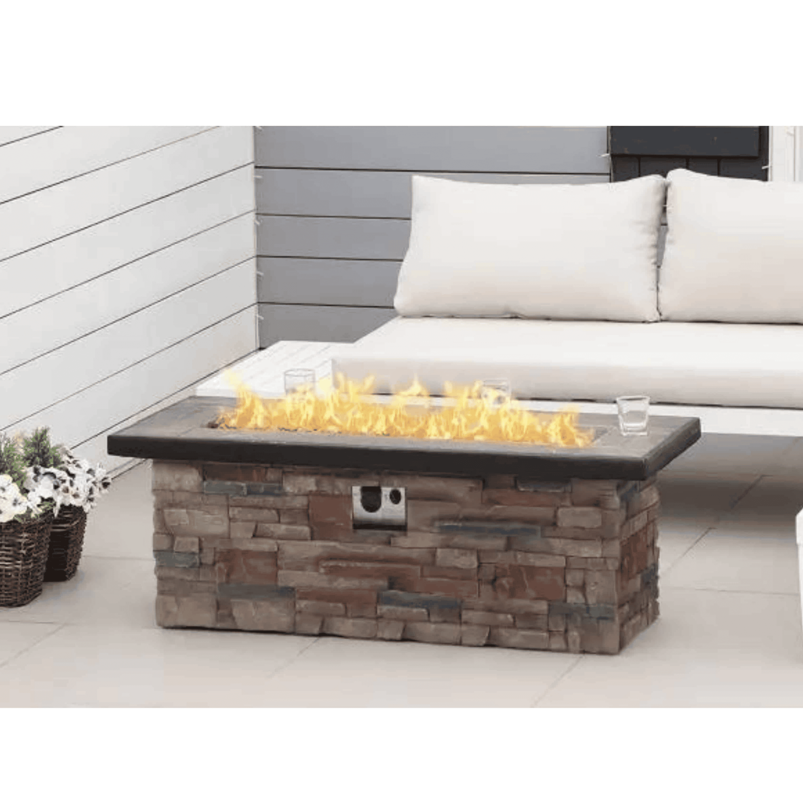 שולחן אש גז דמוי בריקים כולל אבני לבה(פיראני)