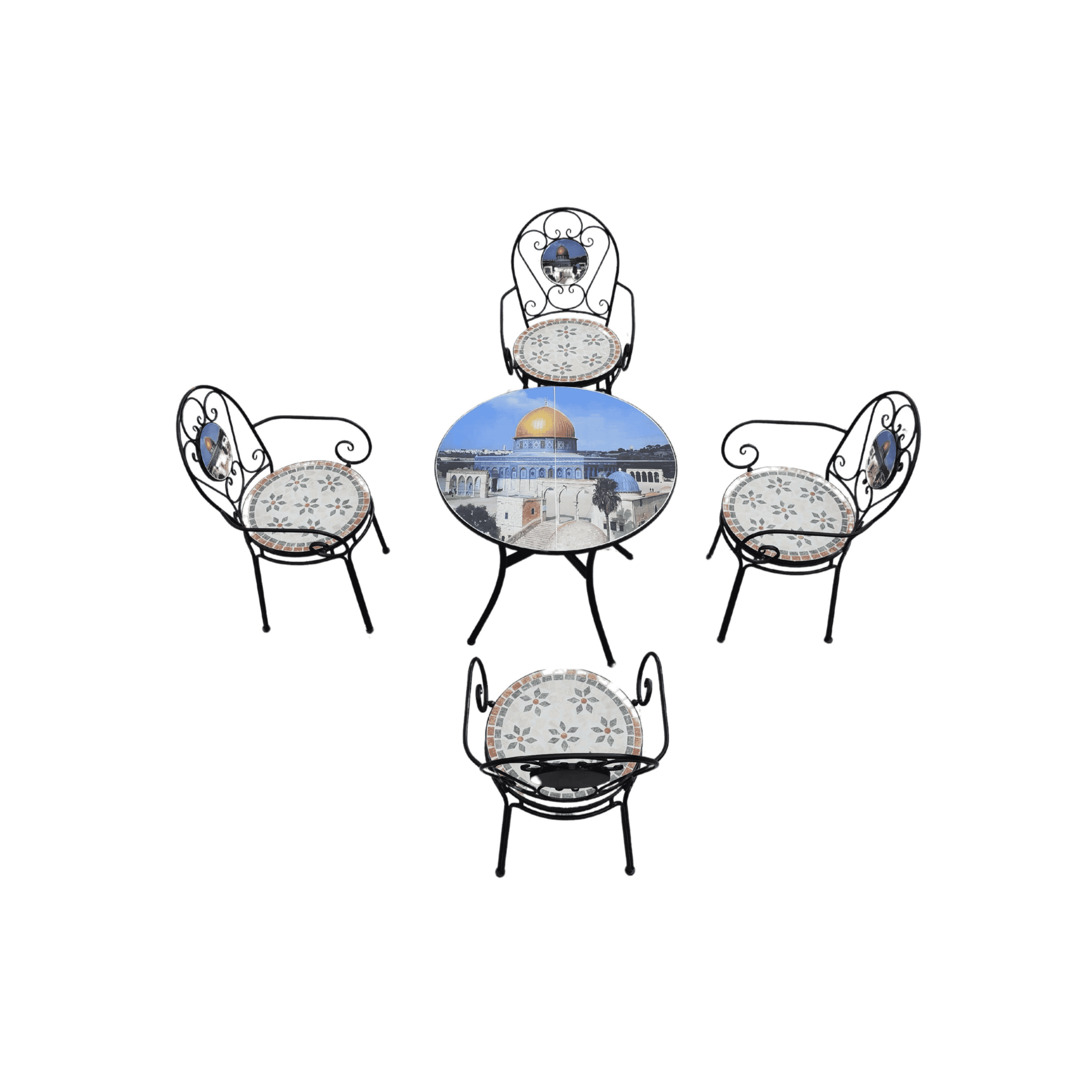 שולחן פסיפס עגול קוטר 80 ס"מ