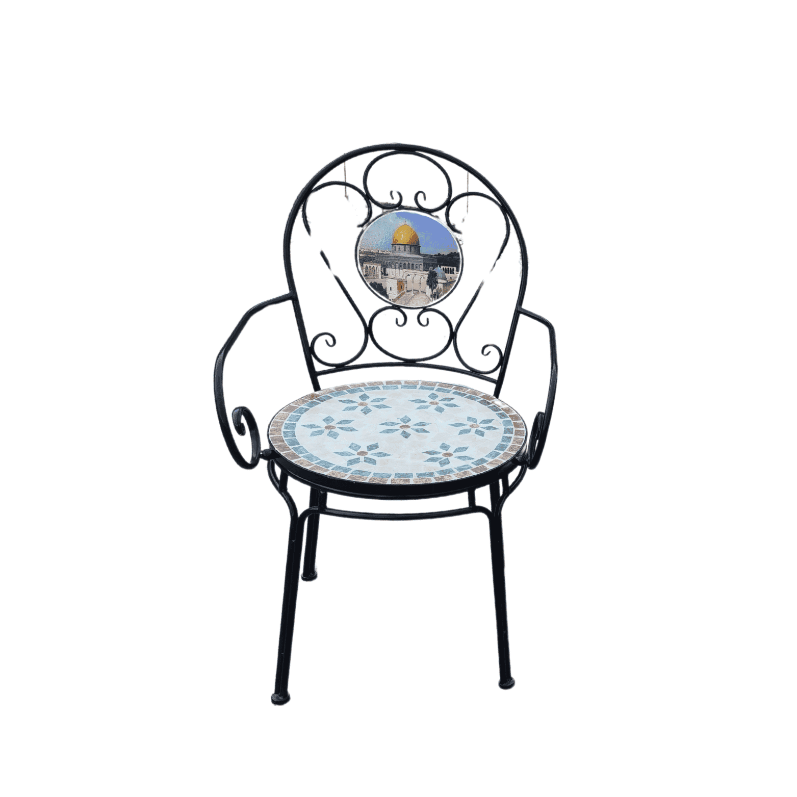 כיסא פסיפס הדפס מסגד אל אקצא