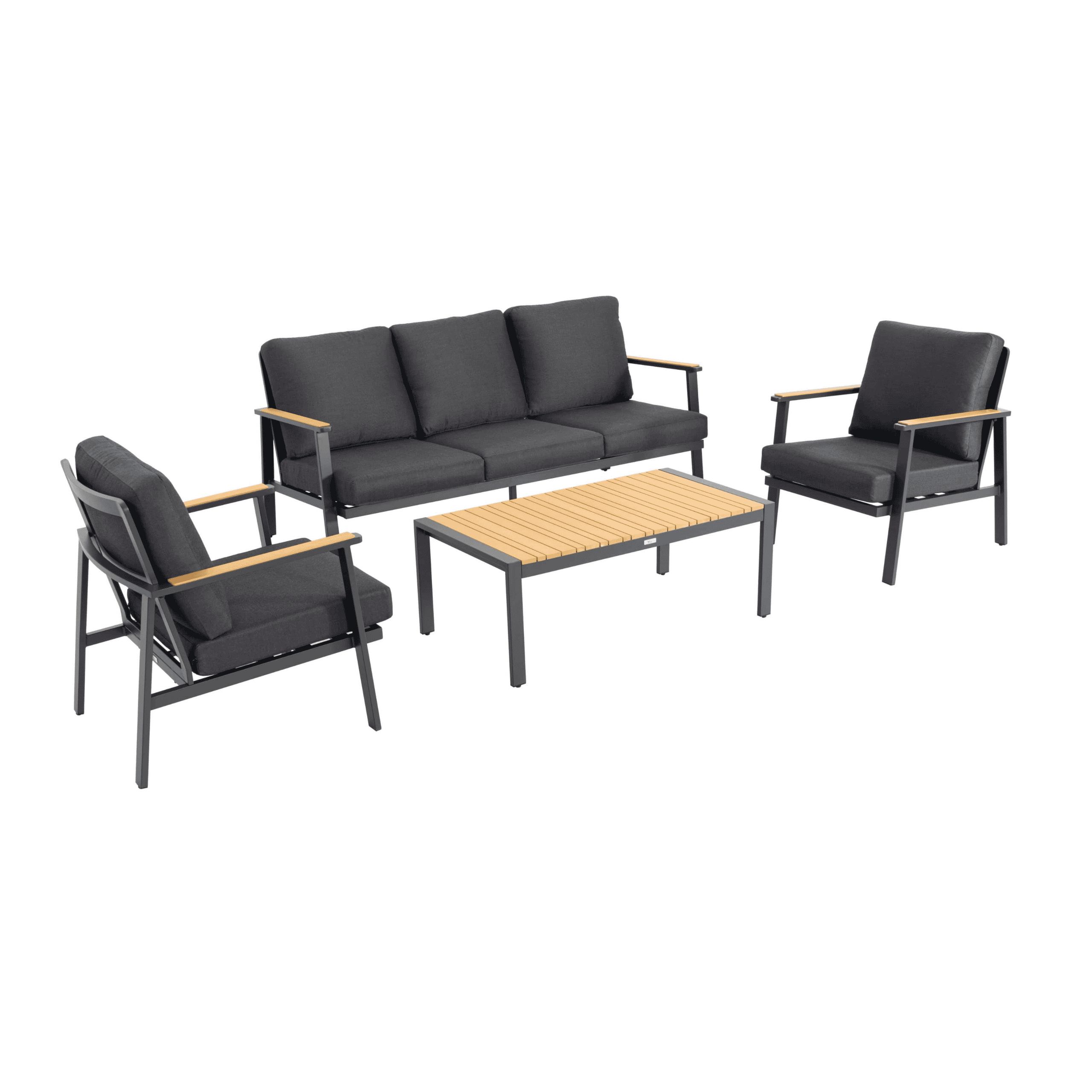 סט ישיבה אלומיניום איכותי גב גבוה צבע אפור כהה(צוק)