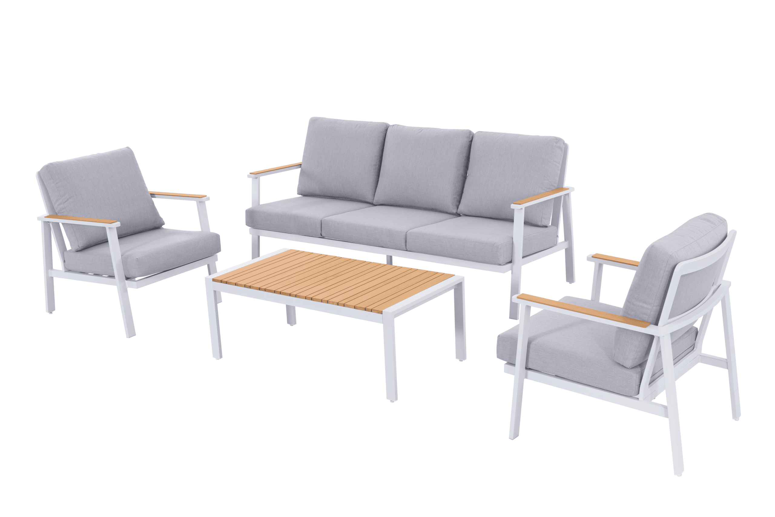 סט ישיבה אלומיניום איכותי גב גבוה צבע אפור בהיר(צוק)