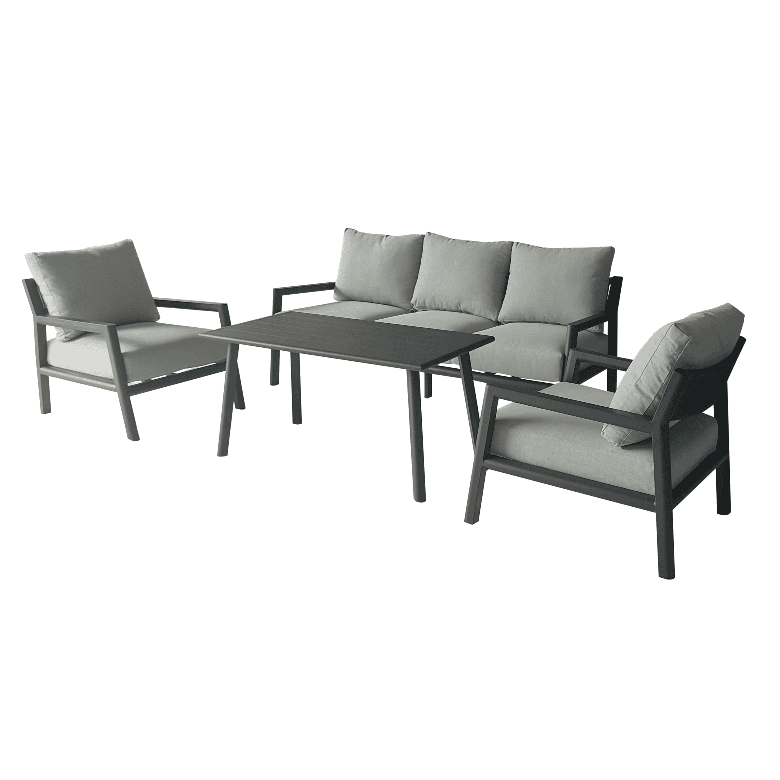 סט ישיבה אלומיניום איכותי משולב חבלים צבע אפור(טוסקנה)