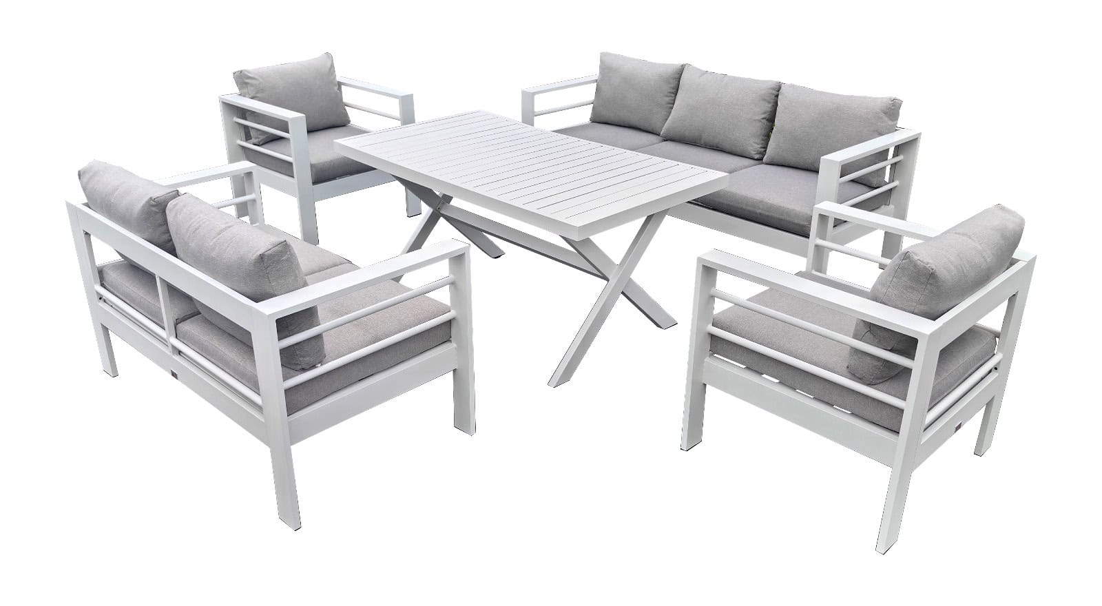 סט ישיבה אלומיניום7 יושבים לבן-4 קרטונים(ונציה)