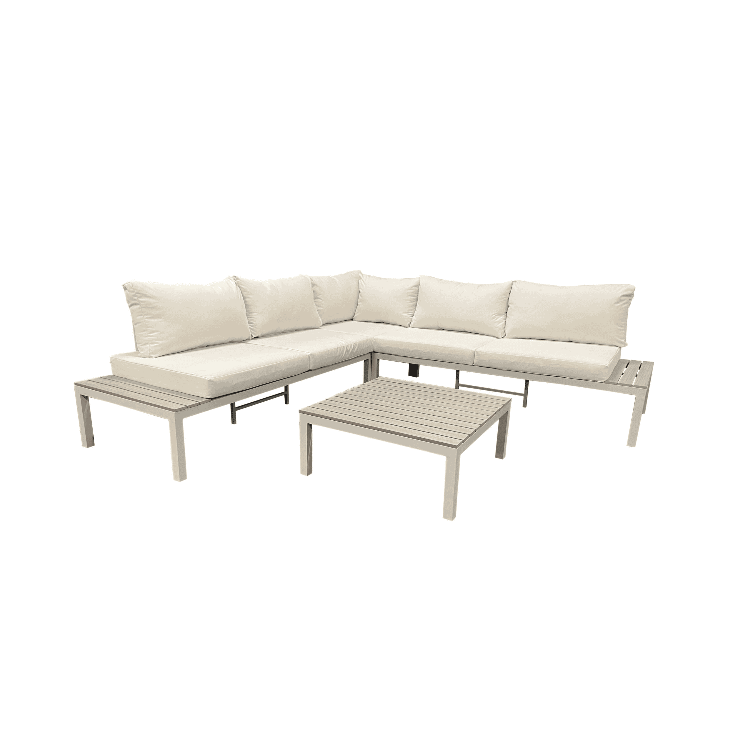 סט ישיבה פינתי משולב עץ צבע שמפנייה(מונטריאול)