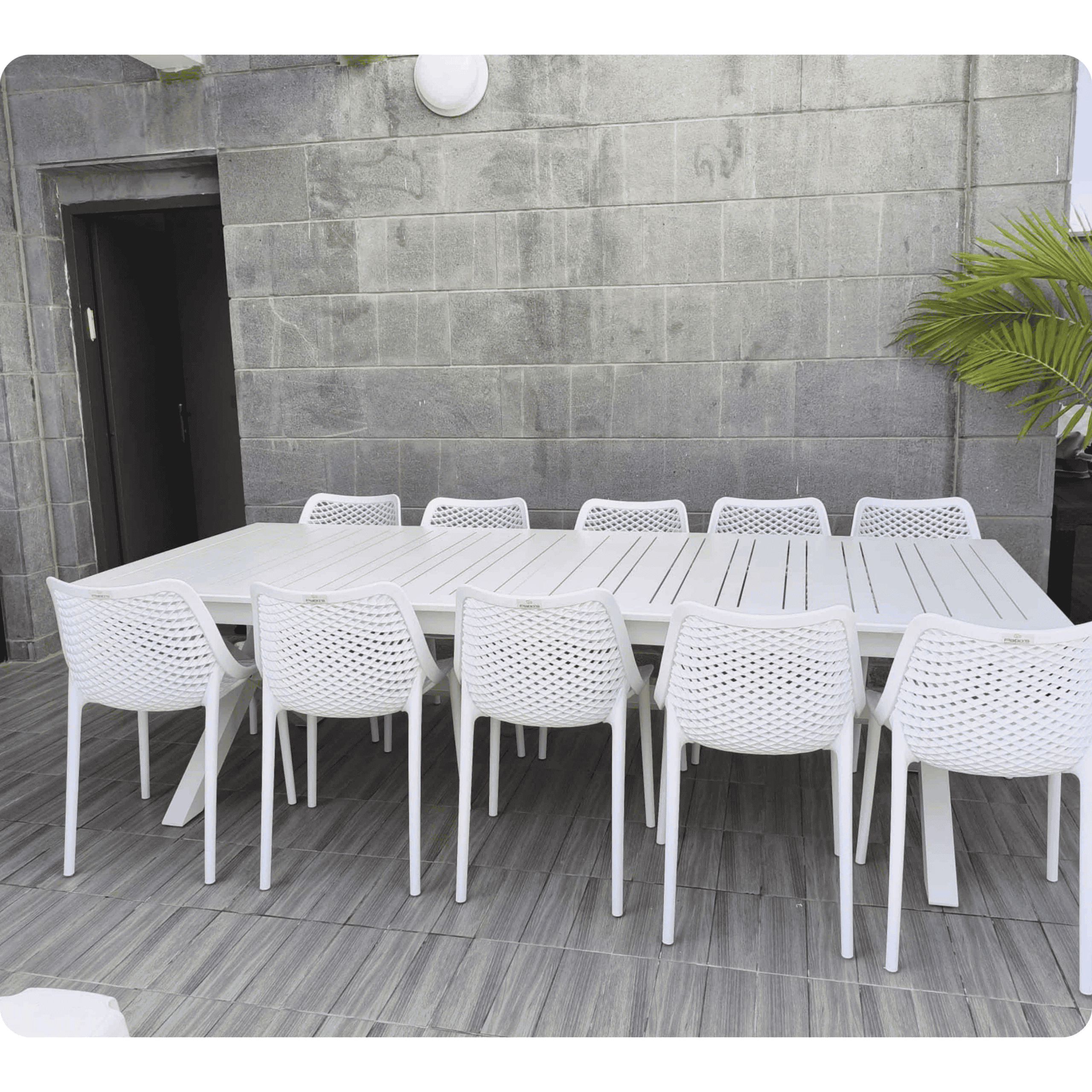 שולחן אלומיניום נפתח ל- 4 מטר רגלי X צבע לבן (דנוור)