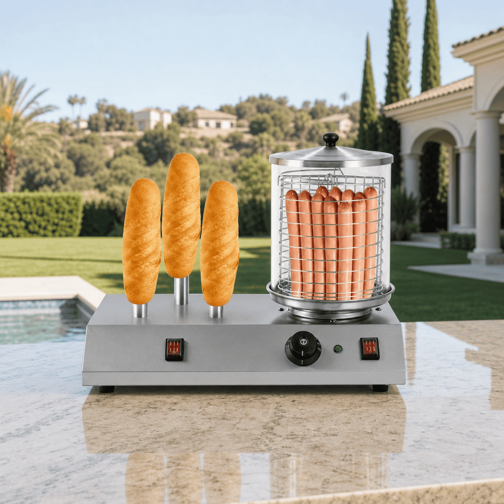 מתקן אידוי ובישול נקניקיות משולב חימום לחמניות